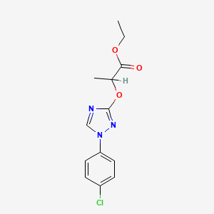 molecular formula C13H14ClN3O3 B8720785 Ethyl 2-((1-(4-chlorophenyl)-1H-1,2,4-triazol-3-yl)oxy)propanoate CAS No. 110607-65-3