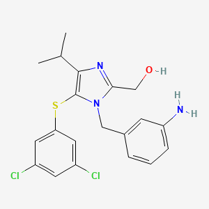 molecular formula C20H21Cl2N3OS B8721267 1H-Imidazole-2-methanol, 1-((3-aminophenyl)methyl)-5-((3,5-dichlorophenyl)thio)-4-(1-methylethyl)- CAS No. 178980-11-5