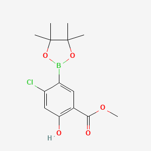 molecular formula C14H18BClO5 B8722371 Methyl 4-chloro-2-hydroxy-5-(tetramethyl-1,3,2-dioxaborolan-2-yl)benzoate 