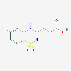molecular formula C10H9ClN2O4S B008723 2H-1,2,4-Benzothiadiazine-3-propanoic acid, 6-chloro-, 1,1-dioxide CAS No. 101063-92-7