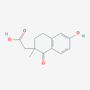 molecular formula C13H14O4 B8724705 2-(6-Hydroxy-2-methyl-1-oxo-1,2,3,4-tetrahydronaphthalen-2-yl)acetic acid 