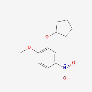 molecular formula C12H15NO4 B8724740 1-Cyclopentyloxy-2-methoxy-5-nitrobenzene CAS No. 154464-25-2
