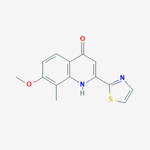 molecular formula C14H12N2O2S B8725667 7-Methoxy-8-methyl-2-(thiazol-2-yl)quinolin-4-ol CAS No. 923289-17-2