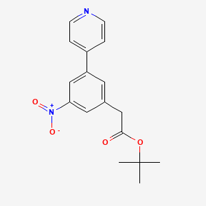 molecular formula C17H18N2O4 B8726069 Tert-butyl 2-(3-nitro-5-(pyridin-4-yl)phenyl)acetate 