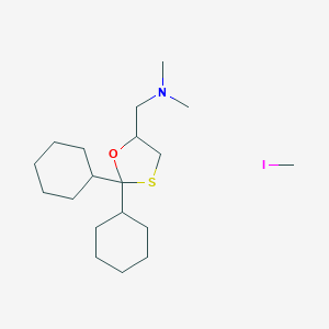 molecular formula C19H36INOS B008727 2,2-Dicyclohexyl-5-((dimethylamino)methyl)-1,3-oxathiolane methiodide CAS No. 101990-82-3