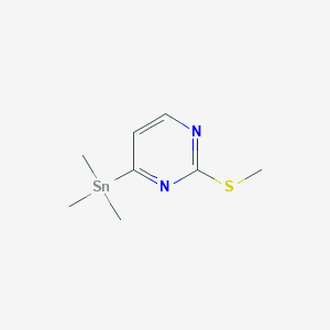 molecular formula C8H14N2SSn B8727291 2-(Methylthio)-4-(trimethylstannyl)pyrimidine 