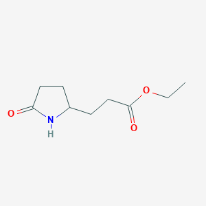 molecular formula C9H15NO3 B8727568 Ethyl 3-(5-oxopyrrolidin-2-yl)propanoate 