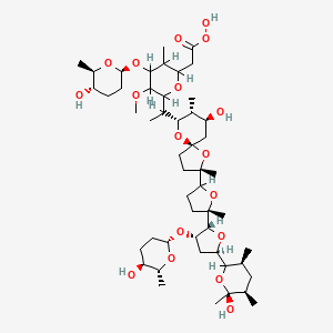 molecular formula C50H84O18 B8727688 2-[6-[1-[(2S,5R,7S,8R,9S)-7-hydroxy-2-[(5S)-5-[(2R,3S,5R)-3-[(2S,5S,6R)-5-hydroxy-6-methyloxan-2-yl]oxy-5-[(3S,5R,6S)-6-hydroxy-3,5,6-trimethyloxan-2-yl]oxolan-2-yl]-5-methyloxolan-2-yl]-2,8-dimethyl-1,10-dioxaspiro[4.5]decan-9-yl]ethyl]-4-[(2S,5S,6R)-5-hydroxy-6-methyloxan-2-yl]oxy-5-methoxy-3-methyloxan-2-yl]ethaneperoxoic acid 