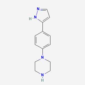 molecular formula C13H16N4 B8727720 1-(4-1H-pyrazol-5-ylphenyl)-piperazine 