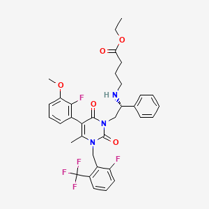 molecular formula C34H34F5N3O5 B8728093 Ethyl (R)-4-[[2-[5-(2-Fluoro-3-methoxyphenyl)-3-[2-fluoro-6-(trifluoromethyl)benzyl]-4-methyl-2,6-dioxo-2,3-dihydropyrimidin-1(6H)-yl]-1-phenylethyl]amino]butanoate CAS No. 832720-84-0