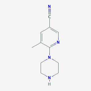 molecular formula C11H14N4 B8728124 5-Methyl-6-(piperazin-1-yl)nicotinonitrile 