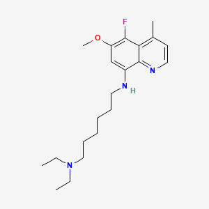 molecular formula C21H32FN3O B8728497 Diethyl{6-[(5-fluoro-6-methoxy-4-methyl(8-quinolyl))amino]hexyl}amine CAS No. 64993-13-1