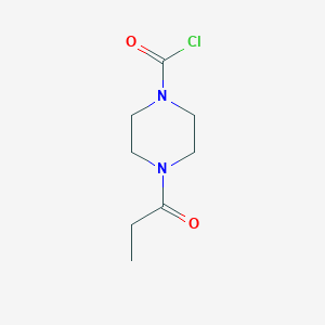 molecular formula C8H13ClN2O2 B8728520 4-Propanoylpiperazine-1-carbonyl chloride CAS No. 76535-76-7