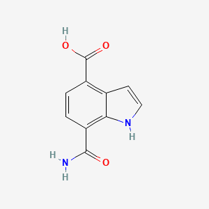 molecular formula C10H8N2O3 B8728811 7-(aminocarbonyl)-1H-indole-4-carboxylic acid 