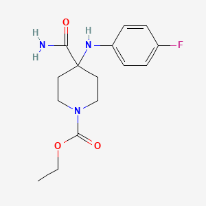 molecular formula C15H20FN3O3 B8728907 ETHYL 4-CARBAMOYL-4-[(4-FLUOROPHENYL)AMINO]PIPERIDINE-1-CARBOXYLATE CAS No. 80912-41-0