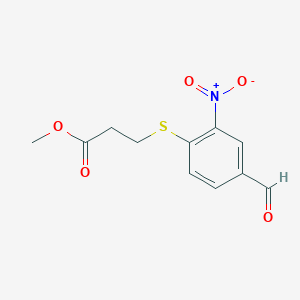 molecular formula C11H11NO5S B8730266 Methyl 3-[(4-formyl-2-nitrophenyl)sulfanyl]propanoate CAS No. 443956-05-6