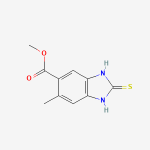 molecular formula C10H10N2O2S B8731195 5-carbomethoxy-6-methyl-2-mercapto-1H-benzimidazole 