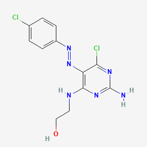 molecular formula C12H12Cl2N6O B8731231 2-({2-Amino-6-chloro-5-[(e)-(4-chlorophenyl)diazenyl]pyrimidin-4-yl}amino)ethanol CAS No. 2846-78-8