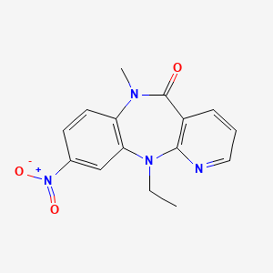 molecular formula C15H14N4O3 B8731232 6,11-Dihydro-11-ethyl-6-methyl-9-nitro-5H-pyrido[2,3-B][1,5]benzodiazepin-5-one CAS No. 132687-06-0