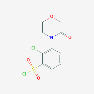 molecular formula C10H9Cl2NO4S B8731294 2-Chloro-3-(3-oxomorpholino)benzene-1-sulfonyl chloride 
