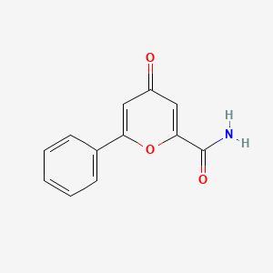 molecular formula C12H9NO3 B8731326 4-oxo-6-phenyl-4H-pyran-2-carboxamide 