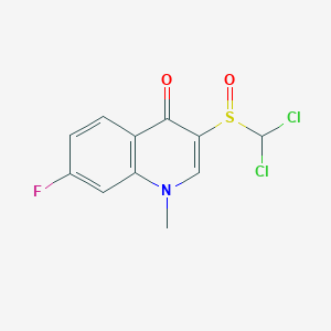 molecular formula C11H8Cl2FNO2S B8732265 3-Dichloromethylsulfinyl-7-fluoro-1-methyl-4-quinolone CAS No. 592543-25-4