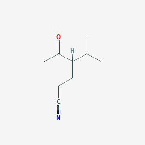 molecular formula C9H15NO B8732418 4-Acetyl-5-methylhexanenitrile CAS No. 34041-01-5