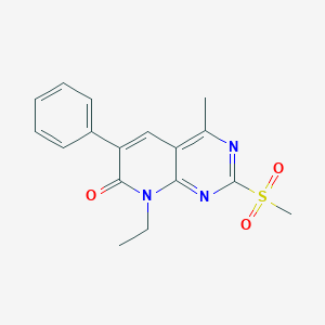 molecular formula C17H17N3O3S B8733368 8-Ethyl-4-methyl-2-(methylsulfonyl)-6-phenylpyrido[2,3-d]pyrimidin-7(8H)-one CAS No. 934496-69-2