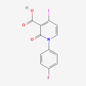 molecular formula C12H7FINO3 B8733450 1-(4-Fluorophenyl)-4-iodo-2-oxo-1,2-dihydropyridine-3-carboxylic acid 