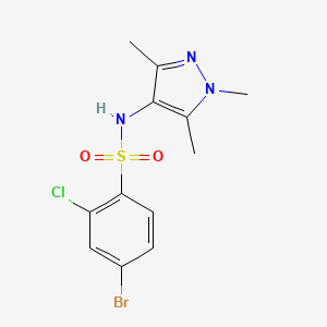 molecular formula C12H13BrClN3O2S B8733457 4-Bromo-2-chloro-N-(1,3,5-trimethyl-1H-pyrazol-4-yl)-benzenesulfonamide 