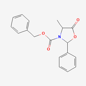 molecular formula C18H17NO4 B8734719 Benzyl 4-methyl-5-oxo-2-phenyl-1,3-oxazolidine-3-carboxylate 