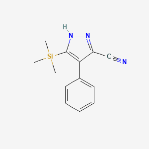 molecular formula C13H15N3Si B8736023 4-Phenyl-5-(trimethylsilyl)-1H-pyrazole-3-carbonitrile CAS No. 89864-91-5