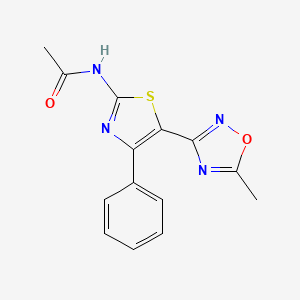 molecular formula C14H12N4O2S B8736036 N-[5-(5-Methyl-[1,2,4]oxadiazol-3-yl)-4-phenyl-thiazol-2-yl]-acetamide CAS No. 881028-31-5