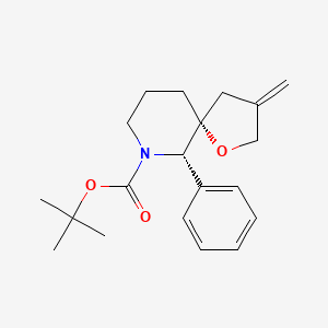 molecular formula C20H27NO3 B8736050 1-Oxa-7-azaspiro[4.5]decane-7-carboxylic acid,3-methylene-6-phenyl-,1,1-dimethylethyl ester,(5R,6S)- 