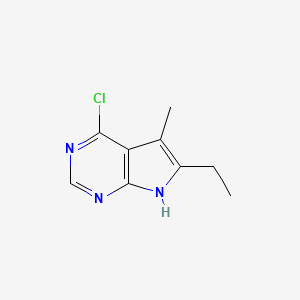 molecular formula C9H10ClN3 B8736059 4-Chloro-6-ethyl-5-methyl-7H-pyrrolo[2,3-d]pyrimidine 