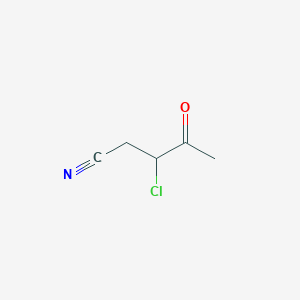 molecular formula C5H6ClNO B8736414 3-Chloro-4-oxopentanenitrile CAS No. 79707-09-8