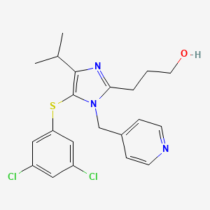 molecular formula C21H23Cl2N3OS B8736600 1H-Imidazole-2-propanol, 5-((3,5-dichlorophenyl)thio)-4-(1-methylethyl)-1-(4-pyridinylmethyl)- CAS No. 178980-58-0