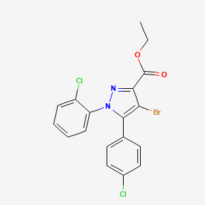 molecular formula C18H13BrCl2N2O2 B8737933 Ethyl 4-bromo-1-(2-chlorophenyl)-5-(4-chlorophenyl)-1H-pyrazole-3-carboxylate 