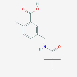 molecular formula C14H19NO3 B8738559 2-Methyl-5-(pivalamidomethyl)benzoic acid CAS No. 1381846-26-9