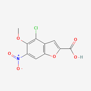 molecular formula C10H6ClNO6 B8738658 4-Chloro-5-methoxy-6-nitrobenzofuran-2-carboxylic acid 