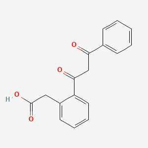 molecular formula C17H14O4 B8739502 Benzeneacetic acid, 2-(1,3-dioxo-3-phenylpropyl)- CAS No. 104907-58-6