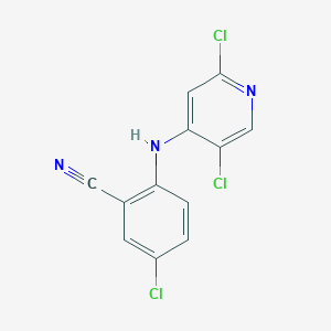 molecular formula C12H6Cl3N3 B8739819 5-Chloro-2-[(2,5-dichloro-4-pyridinyl)amino]benzonitrile 