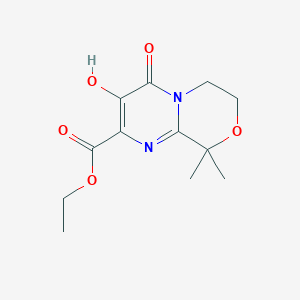 Ethyl 3-hydroxy-9,9-dimethyl-4-oxo-4,6,7,9-tetrahydropyrimido[2,1-c][1,4]oxazine-2-carboxylate
