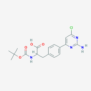 molecular formula C18H21ClN4O4 B8740135 (S)-3-(4-(2-Amino-6-chloropyrimidin-4-yl)phenyl)-2-(tert-butoxycarbonylamino)propanoic acid 