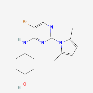 molecular formula C17H23BrN4O B8740185 4-{[5-bromo-2-(2,5-dimethyl-1H-pyrrol-1-yl)-6-methyl-4-pyrimidinyl]amino}cyclohexanol CAS No. 1013099-51-8