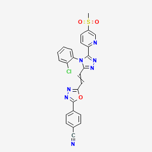 4-(5-{2-[4-(2-Chloro-phenyl)-5-(5-methanesulfonyl-pyridin-2-yl)-4H-[1,2,4]triazol-3-yl]-vinyl}-[1,3,4]oxadiazol-2-yl)-benzonitrile