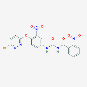 molecular formula C18H11BrN6O7 B008741 Benzamide, N-(((4-((6-bromo-3-pyridazinyl)oxy)-3-nitrophenyl)amino)carbonyl)-2-nitro- CAS No. 103829-05-6