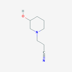 molecular formula C8H14N2O B8741445 3-(3-Hydroxypiperidin-1-yl)propanenitrile 