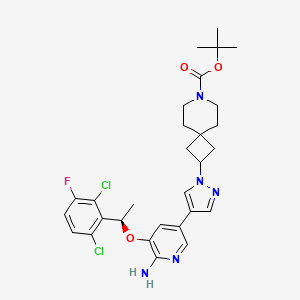 molecular formula C29H34Cl2FN5O3 B8741526 tert-butyl 2-[4-[6-amino-5-[(1R)-1-(2,6-dichloro-3-fluorophenyl)ethoxy]pyridin-3-yl]pyrazol-1-yl]-7-azaspiro[3.5]nonane-7-carboxylate 