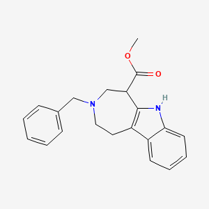 molecular formula C21H22N2O2 B8742128 Azepino[4,5-B]indole-5-carboxylic acid,1,2,3,4,5,6-hexahydro-3-(phenylmethyl)-,methyl ester 